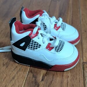 Nike Air Jordan 4 IV Retro Fire Baby White, Red & Black Athletic Sneakers
